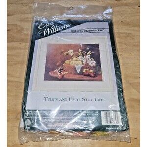 Elsa Williams Tulips and Fruit Embroidery Kit Floral Flowers Craft Wool Yarn